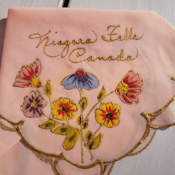 Vintage Hankie Trio ~ Niagara Falls, Canada ~ Flowers & Falls! Pretty Images! - Picture 12 of 16